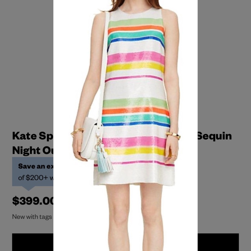 NWT Kate Spade sequin cape stripe dress